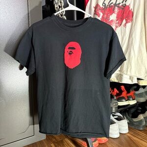 Bape Black Tee with Red Ape Graphic